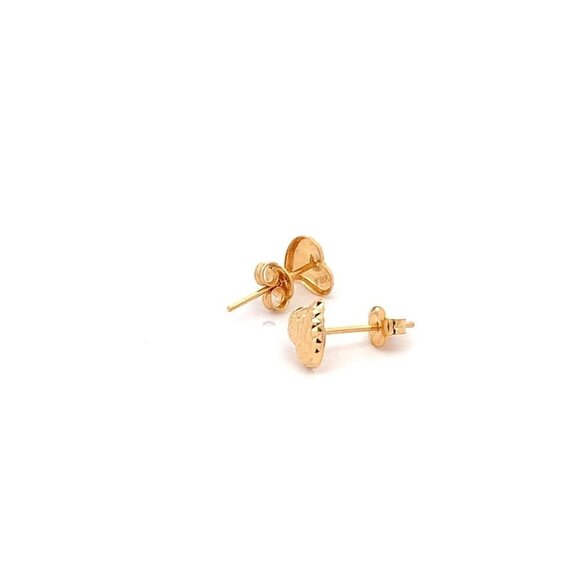 18K Yellow Gold Earrings Heart Stud Textured 0.95 grams Small - Picture 6 of 13